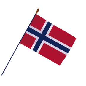 Drapeau Norvège avec hampe et frange argenté