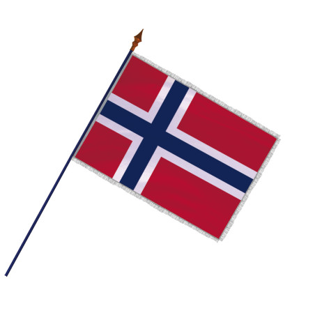 Drapeau Norvège avec hampe et frange et galon argenté