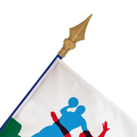 Drapeau avec hampe : "Sport Olympique" (Hampe bois bleue + Flamme)