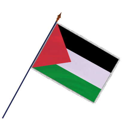 Drapeau Palestine avec hampe, franges et galon argent | MACAP