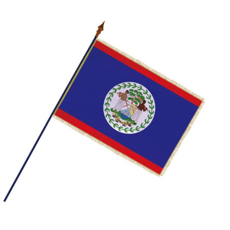 Drapeau Belize avec hampe, franges et galon or | MACAP