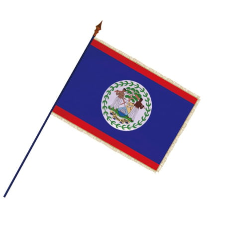 Drapeau Belize avec hampe et franges or | MACAP