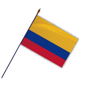 Drapeau Colombie avec hampe et franges argent | MACAP