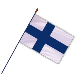 Drapeau Finlande avec hampe et franges argent | MACAP