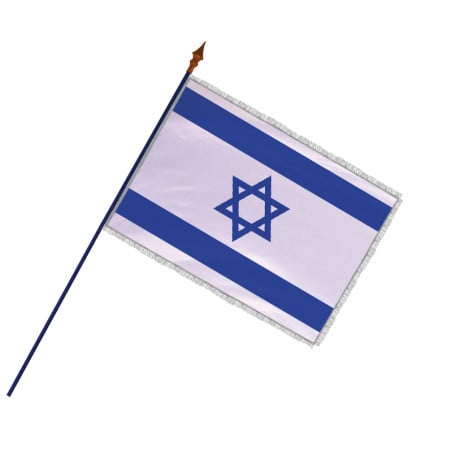 Drapeau Israël avec hampe, franges et galon argent | MACAP