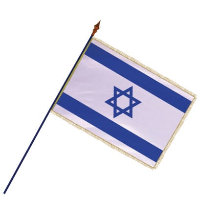 Drapeau Israël avec hampe, franges et galon or | MACAP