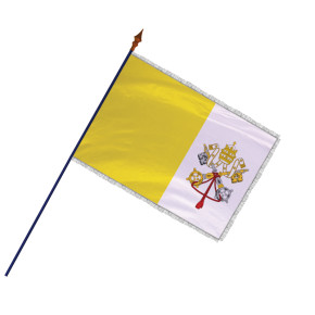 Drapeau Le Vatican avec hampe et franges argent | MACAP