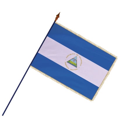 Drapeau Nicaragua avec hampe et franges or | MACAP