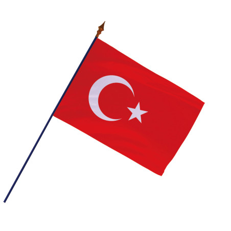 Drapeau Turquie avec hampe et ourlets | MACAP