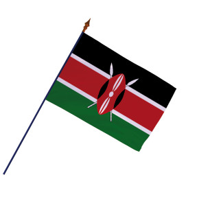 Drapeau Kenya avec hampe et ourlets | MACAP