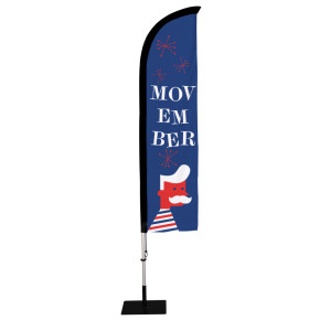 Beach flag Prêt à imprimer "Movember" (kit avec platine carrée) 2,8 m - Modèle 3 MACAP