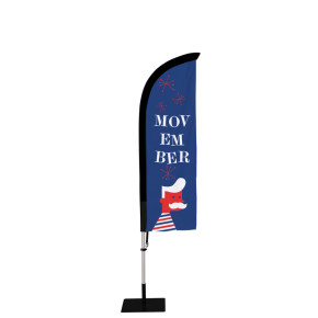 Beach flag Prêt à imprimer "Movember" (kit avec platine carrée) 2,3 m - Modèle 3 MACAP