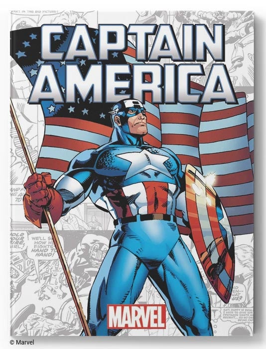 Le marvel Captain America avec le célèbre Stars and stripes