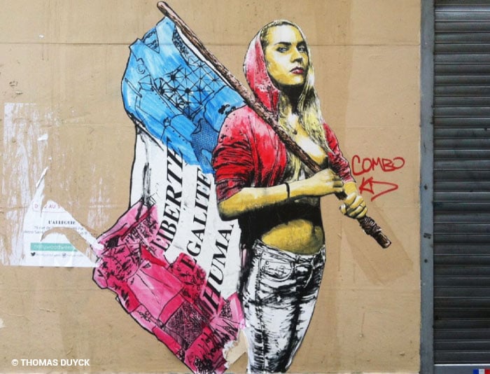 Street art Paris 2016 drapeau français 2016