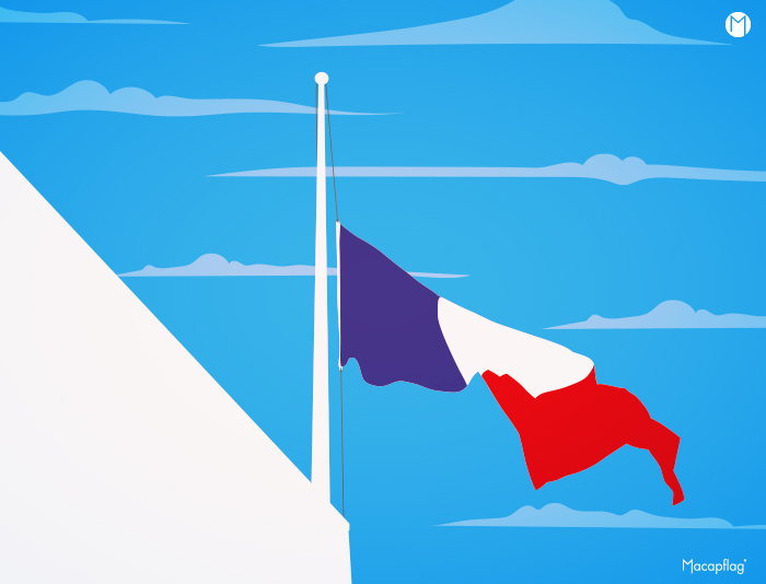 Drapeau France en berne particuliers et entreprises