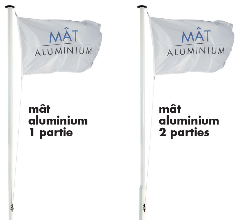 Mât pour drapeau extérieur en aluminium ou fibre de verre
